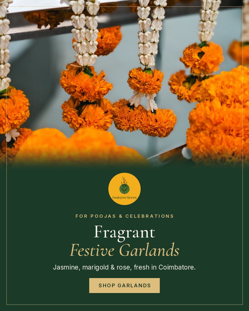 Fragrant Festive Garlands - jasmine, marigold and rose garlands from Coimbatore Flowers