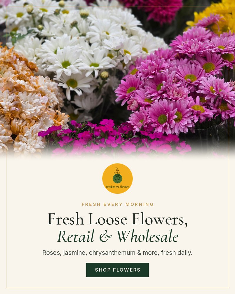 Fresh Loose Flowers, Retail and Wholesale - chrysanthemum and flower bunches from Coimbatore Flowers